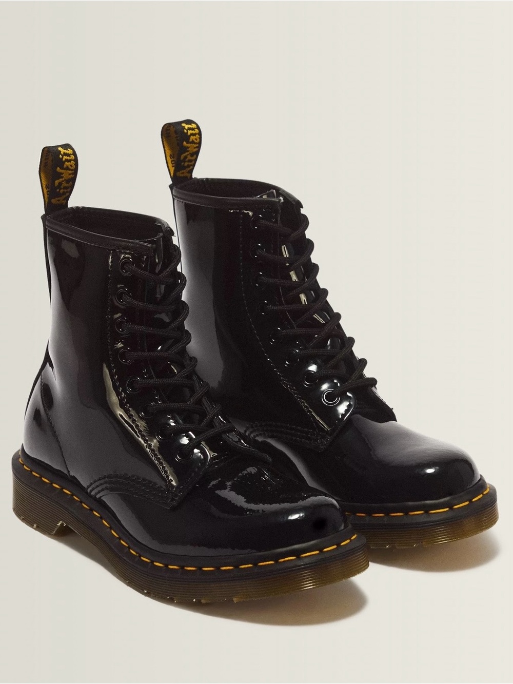 Dr. Martens 1460 Women’s Black Patent Lace-Up Combat Boots, Size 7, Never Worn